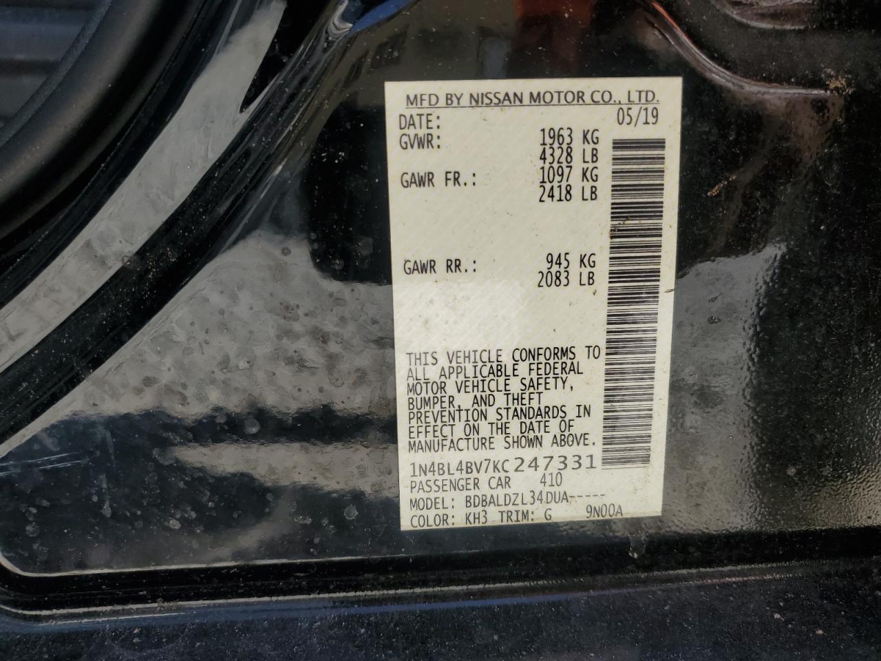 2019 NISSAN ALTIMA