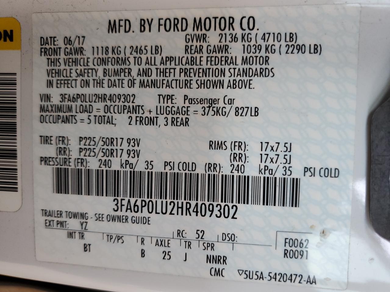 2017 FORD FUSION