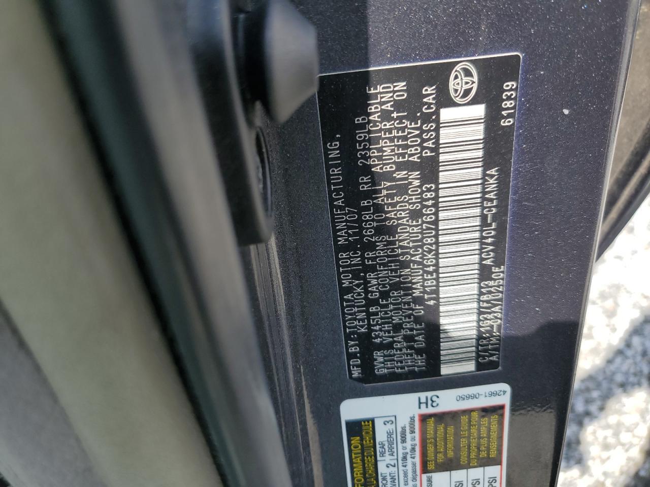 2008 TOYOTA CAMRY