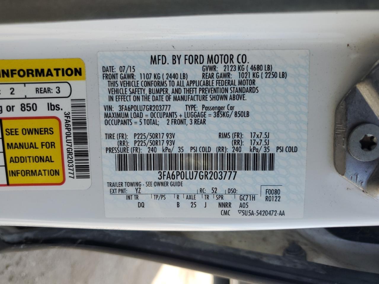 2016 FORD FUSION