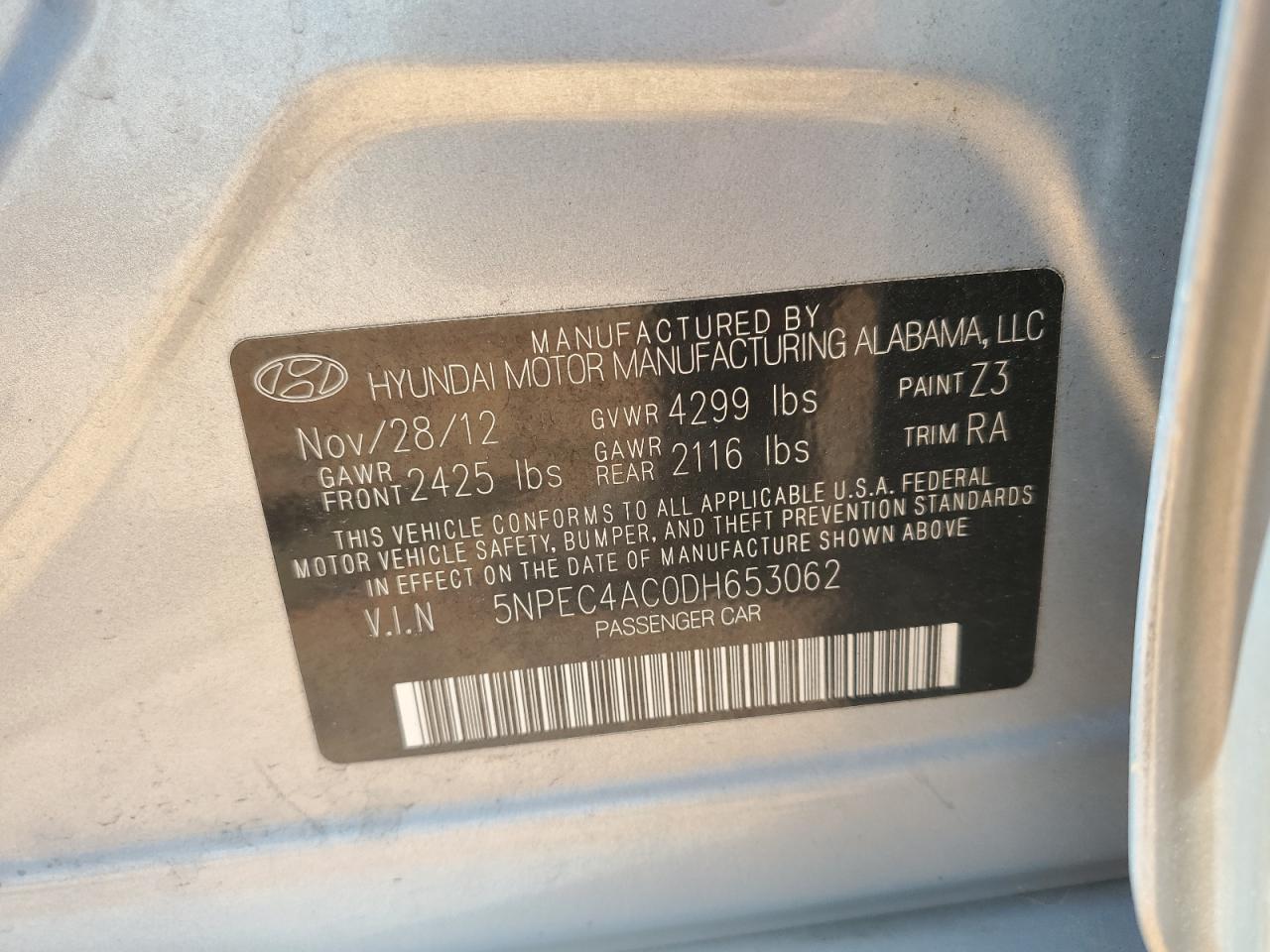2013 HYUNDAI SONATA