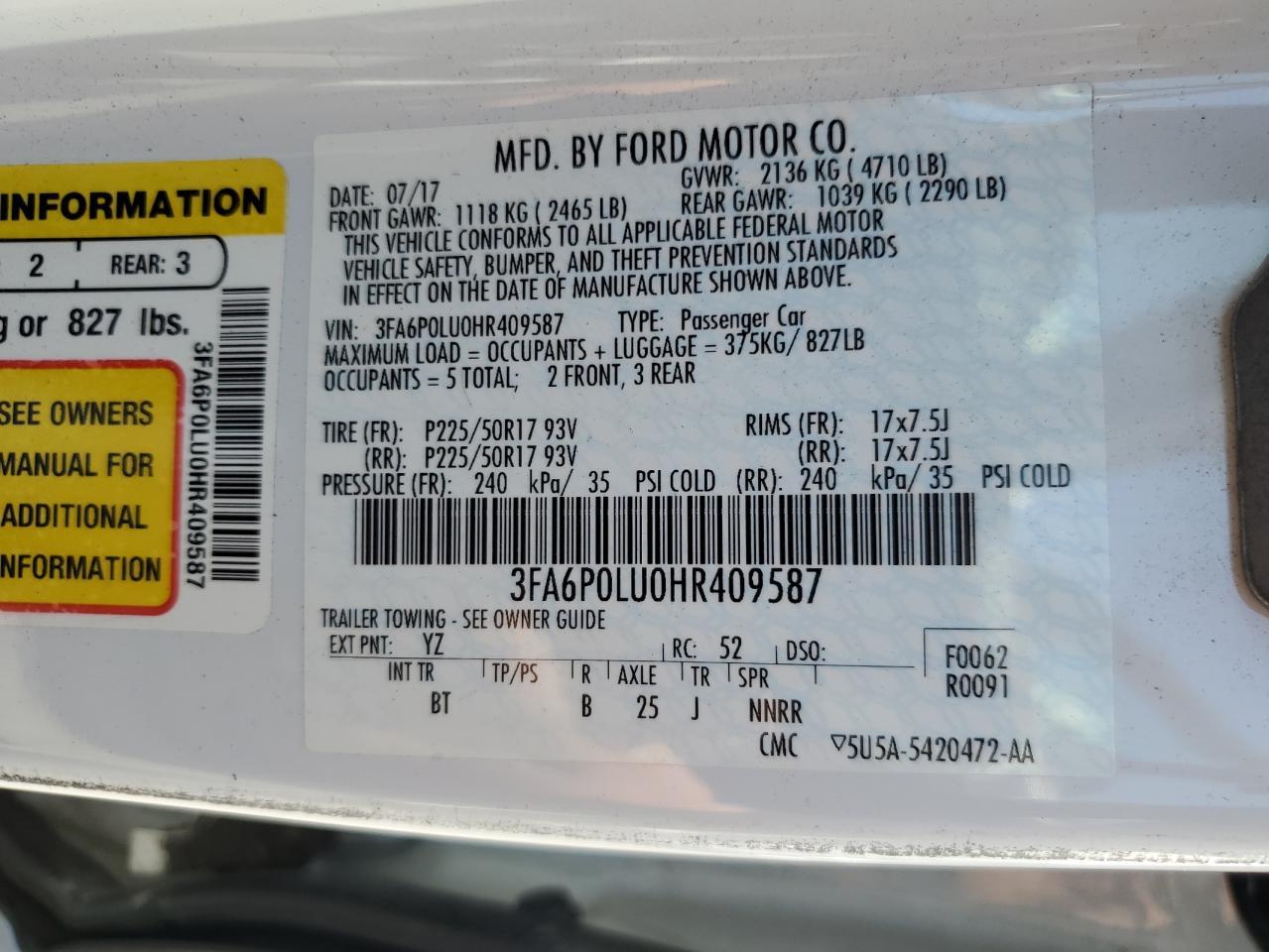 2017 FORD FUSION
