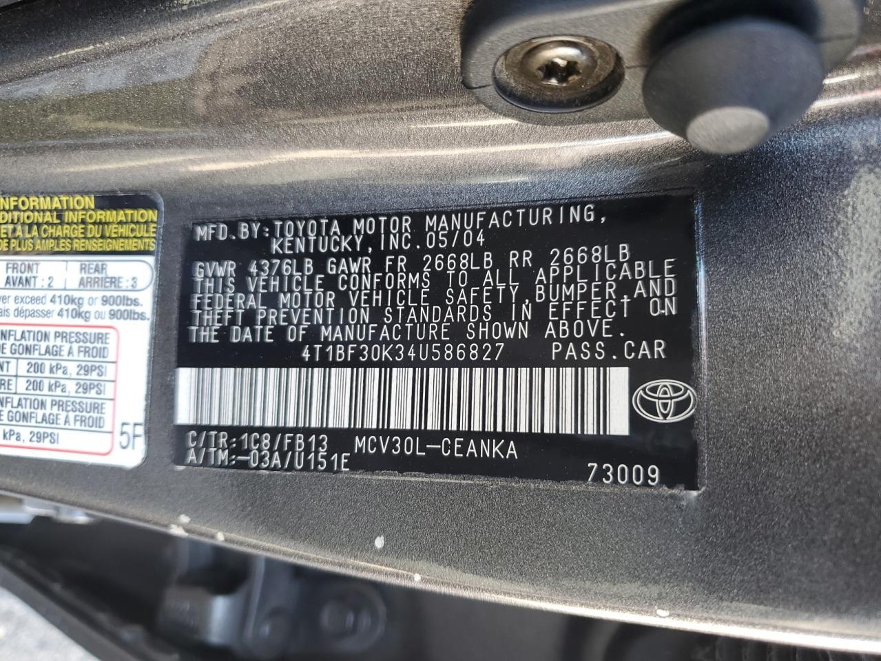 2004 TOYOTA CAMRY
