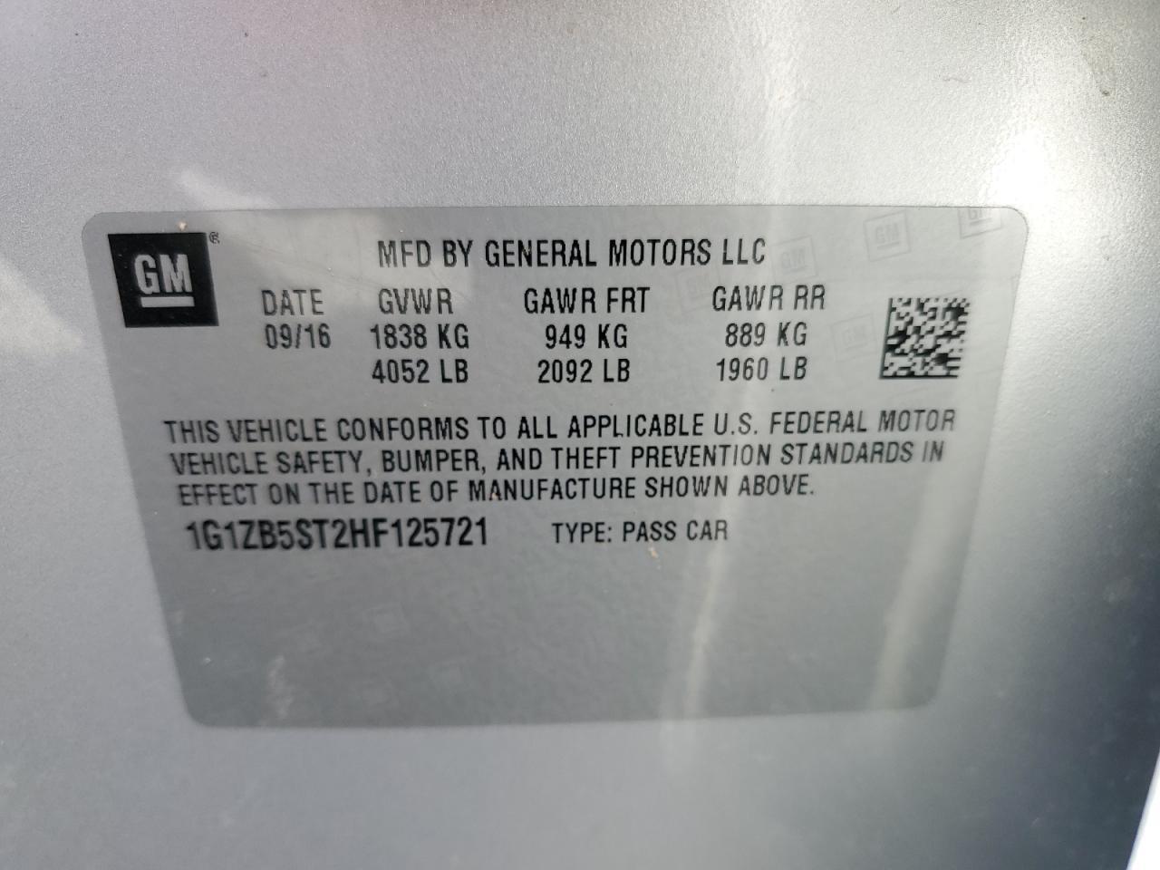 2017 CHEVROLET MALIBU