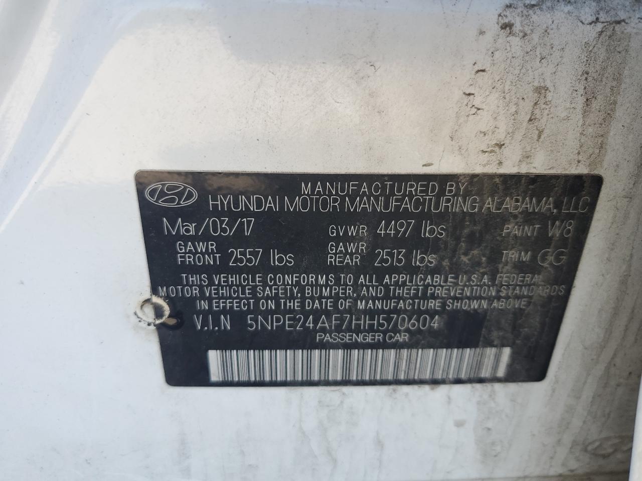 2017 HYUNDAI SONATA