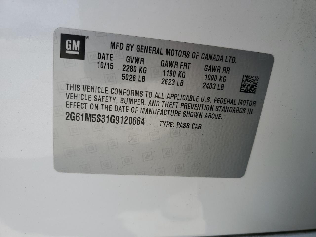 2016 CADILLAC XTS