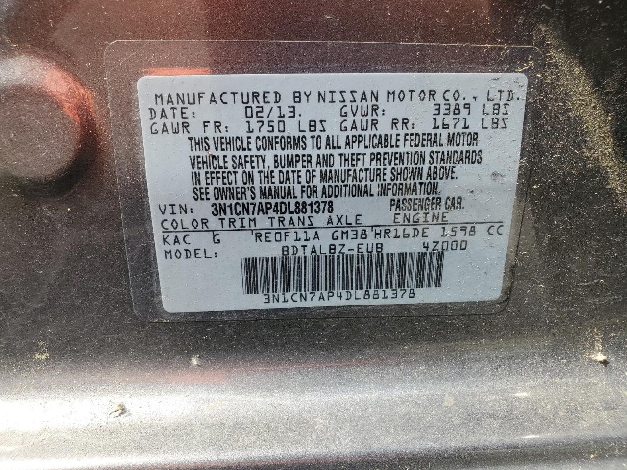 2013 NISSAN VERSA
