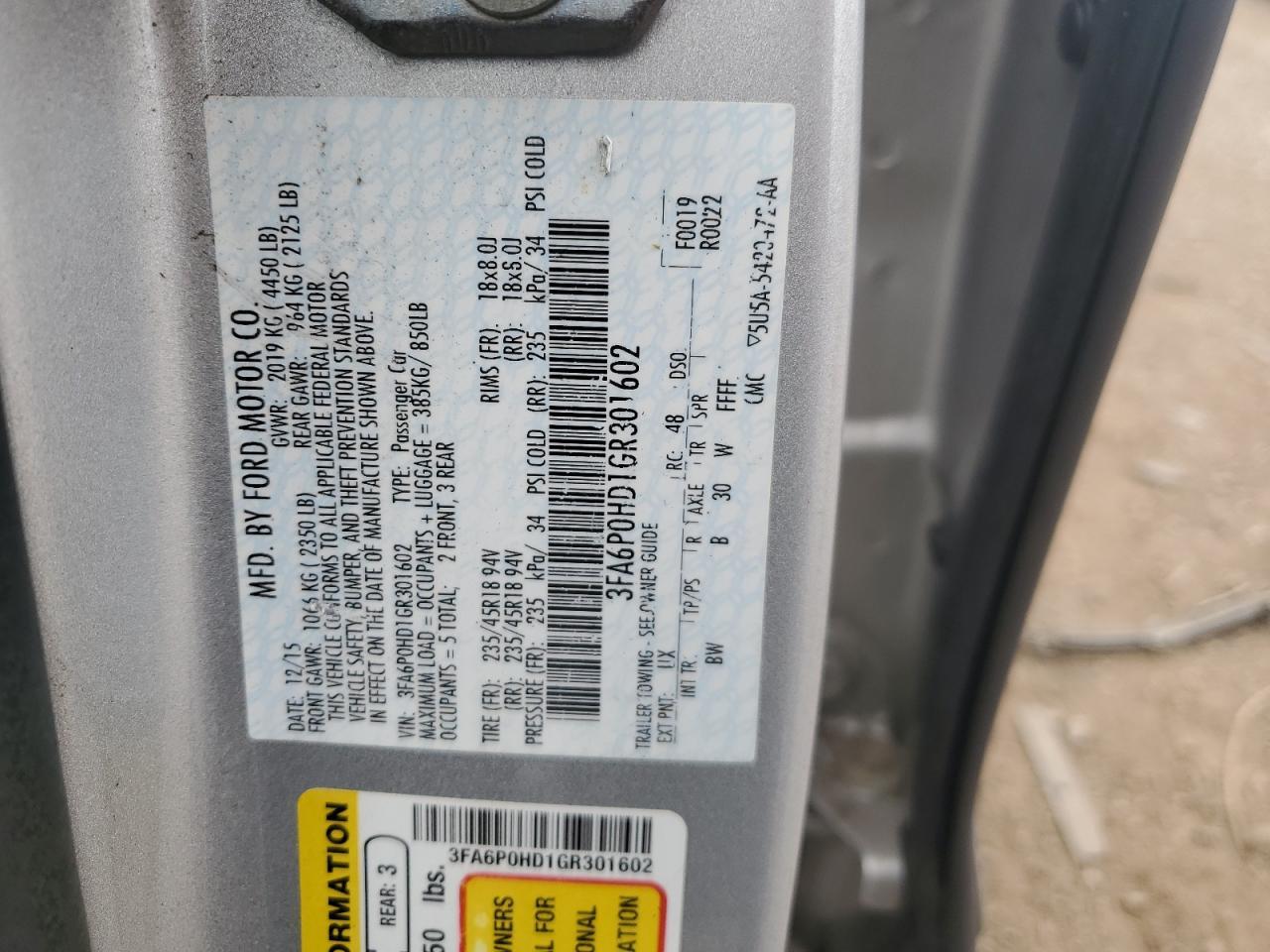 2016 FORD FUSION