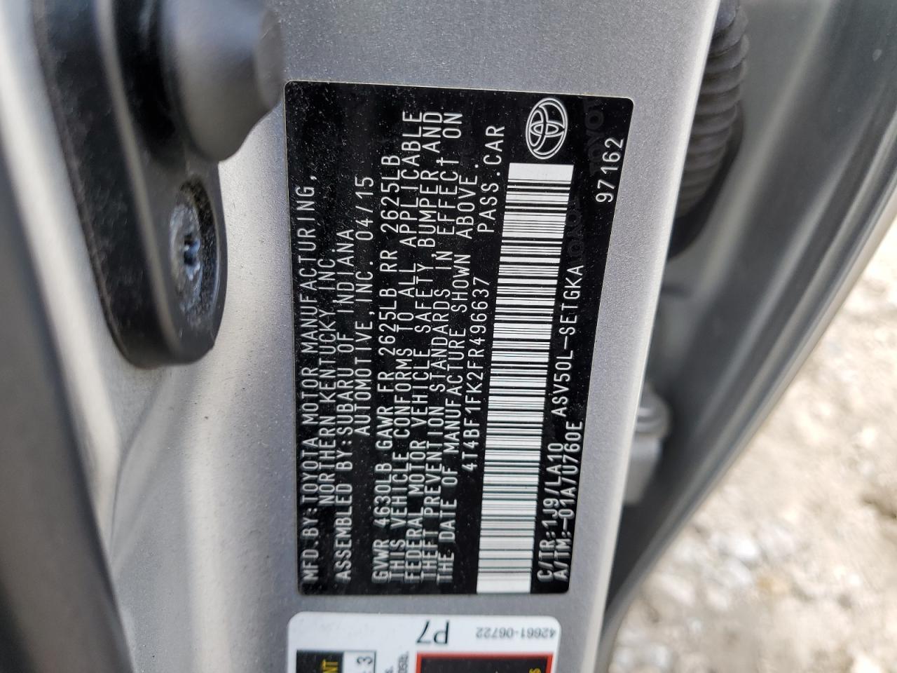 2015 TOYOTA CAMRY