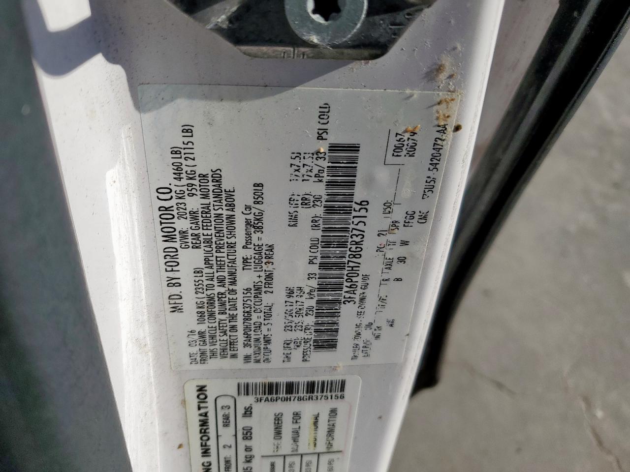 2016 FORD FUSION