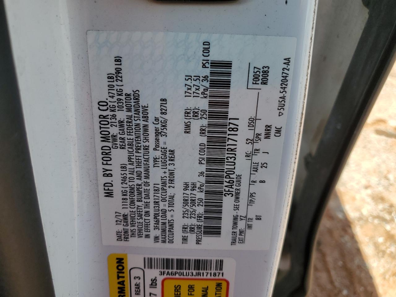 2018 FORD FUSION