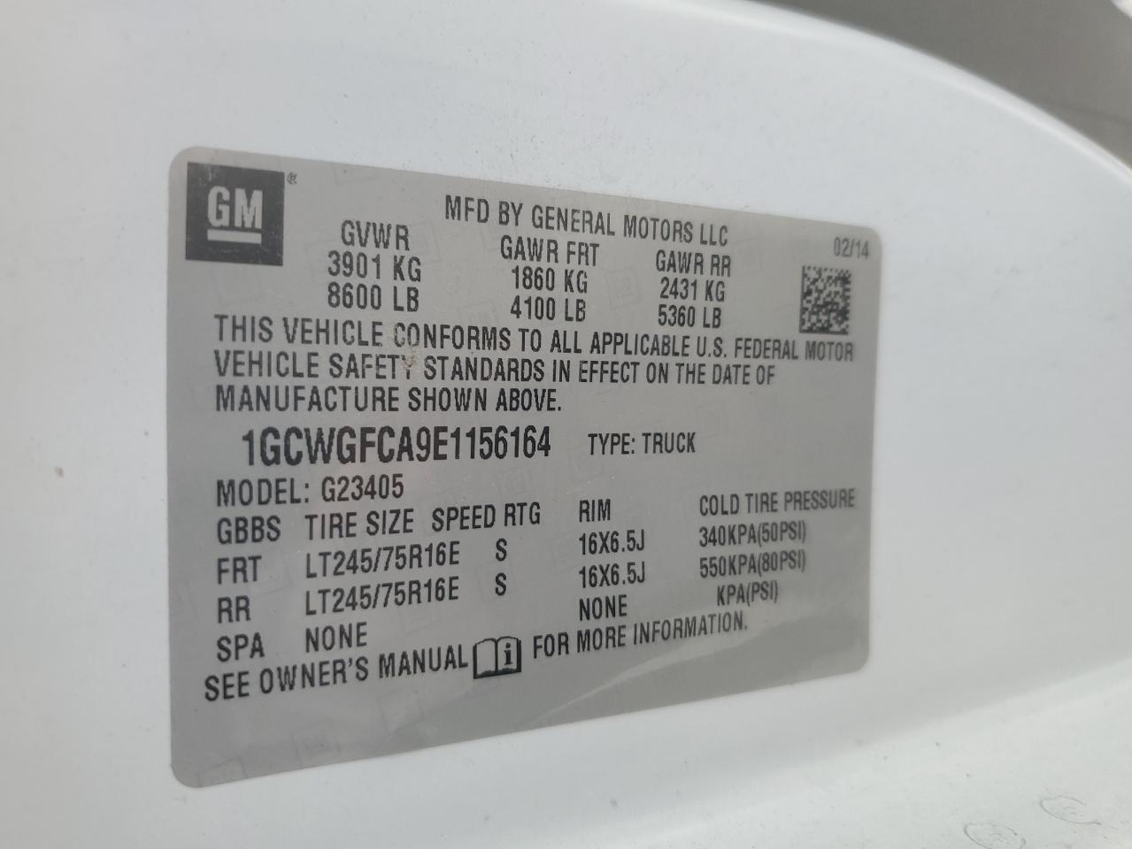 2014 CHEVROLET EXPRESS 2500