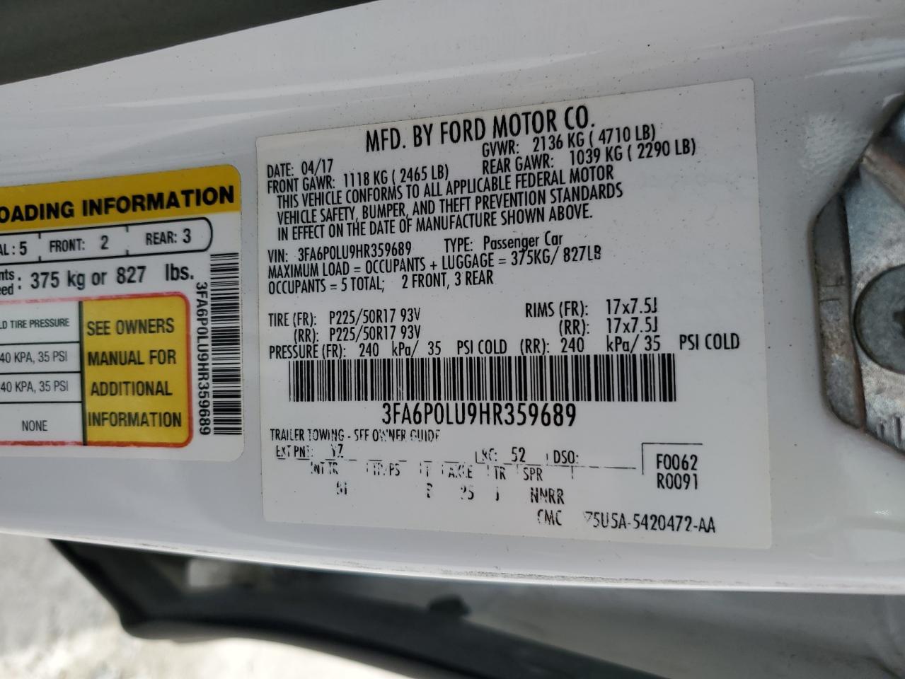 2017 FORD FUSION