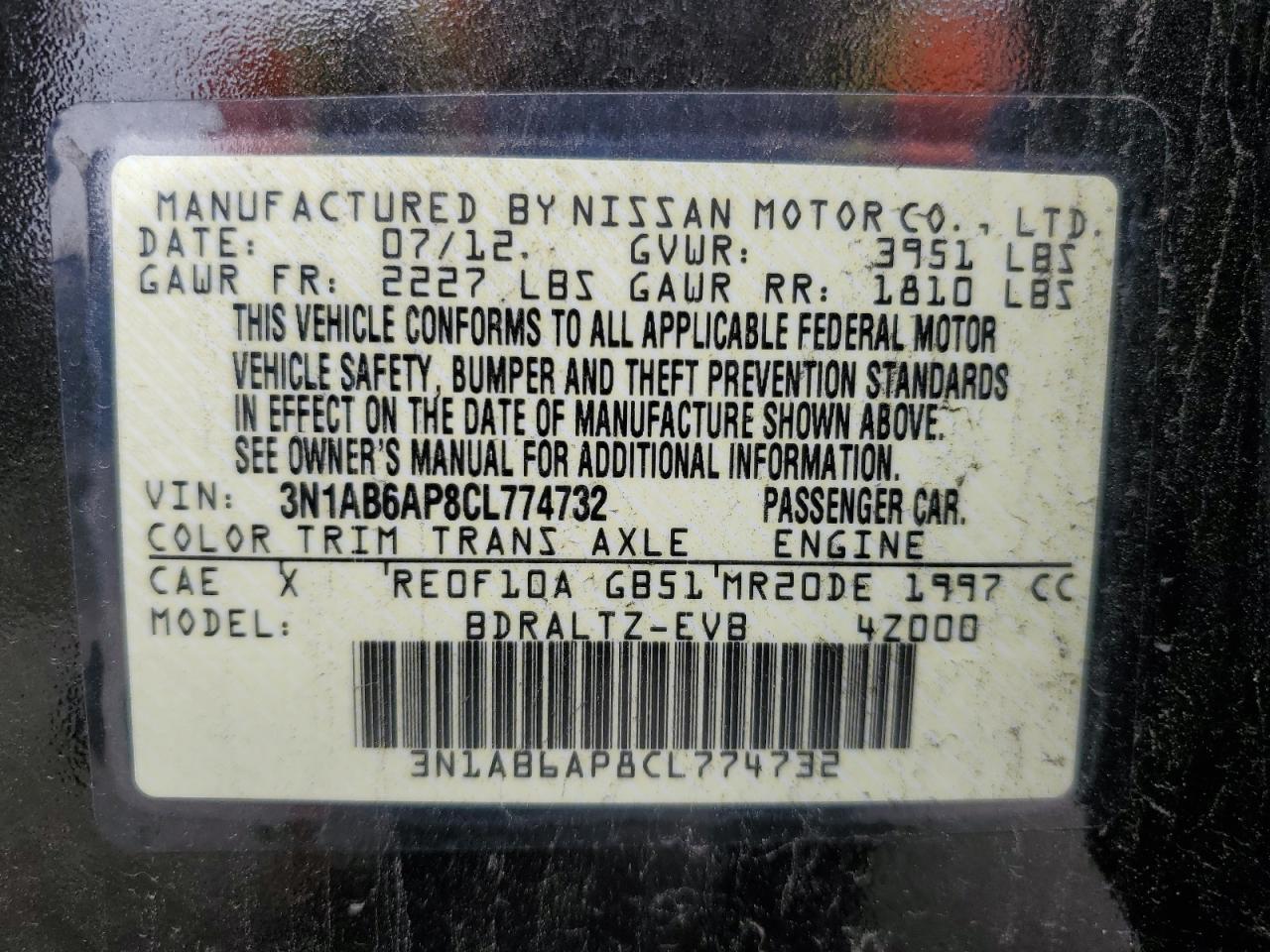 2012 NISSAN SENTRA