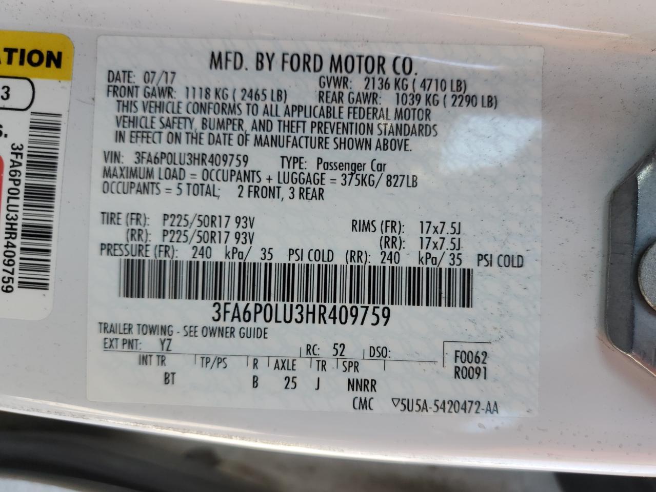 2017 FORD FUSION