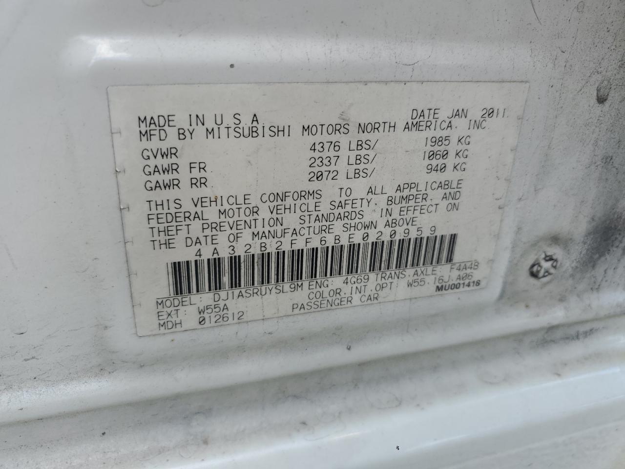 2011 MITSUBISHI Galant