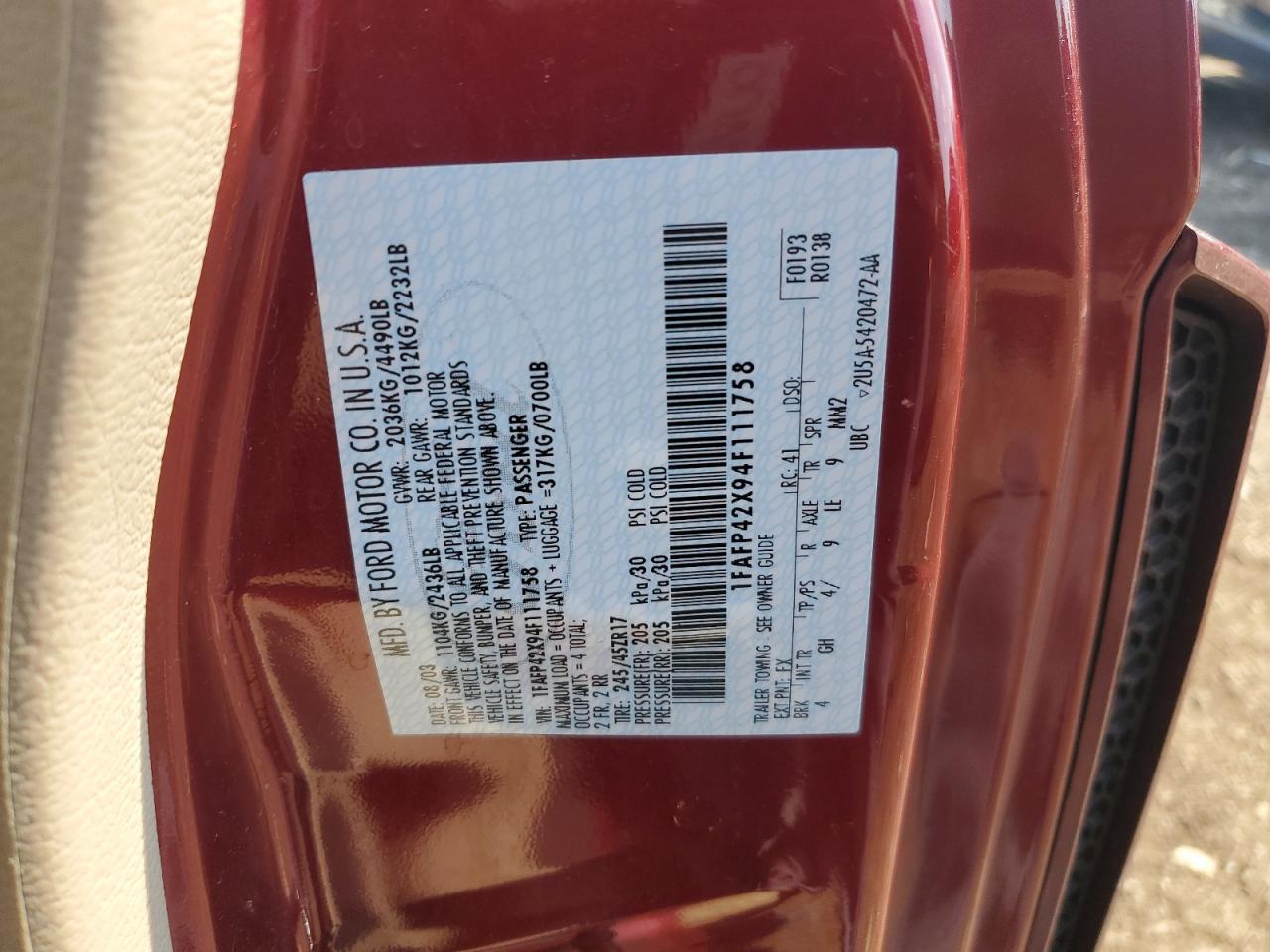 2004 FORD MUSTANG