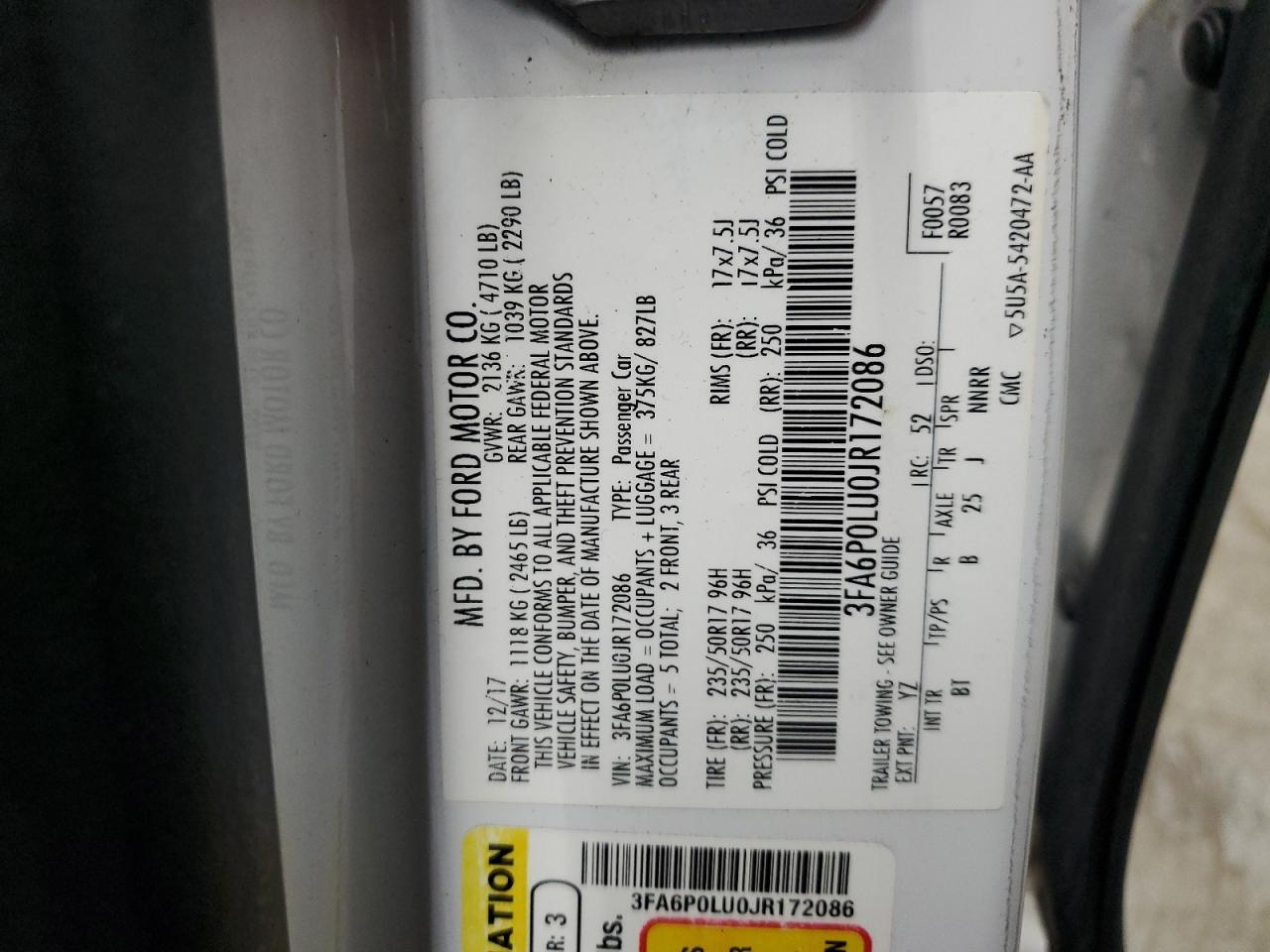 2018 FORD FUSION