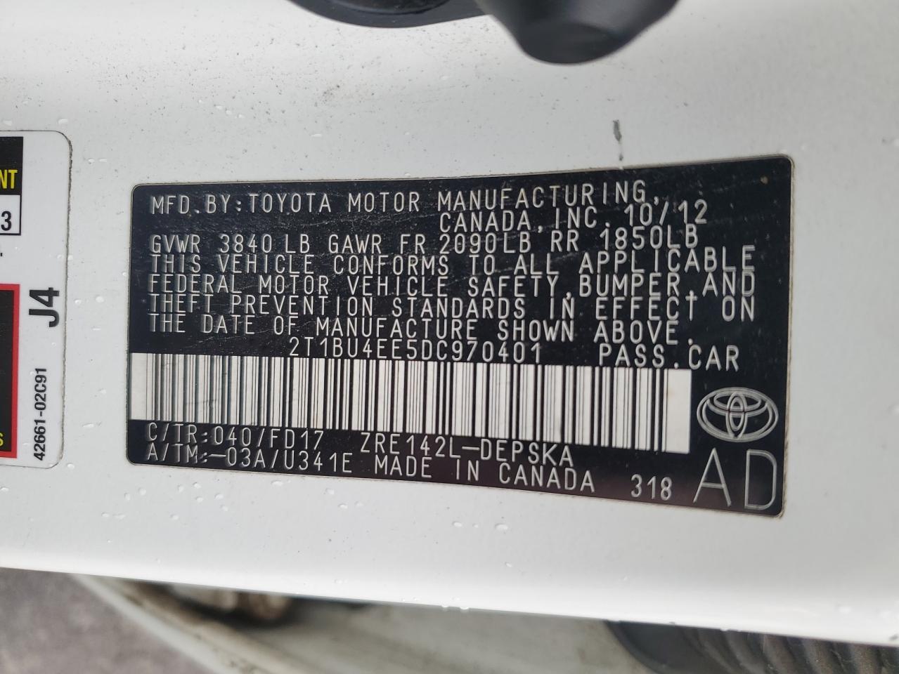 2013 TOYOTA COROLLA