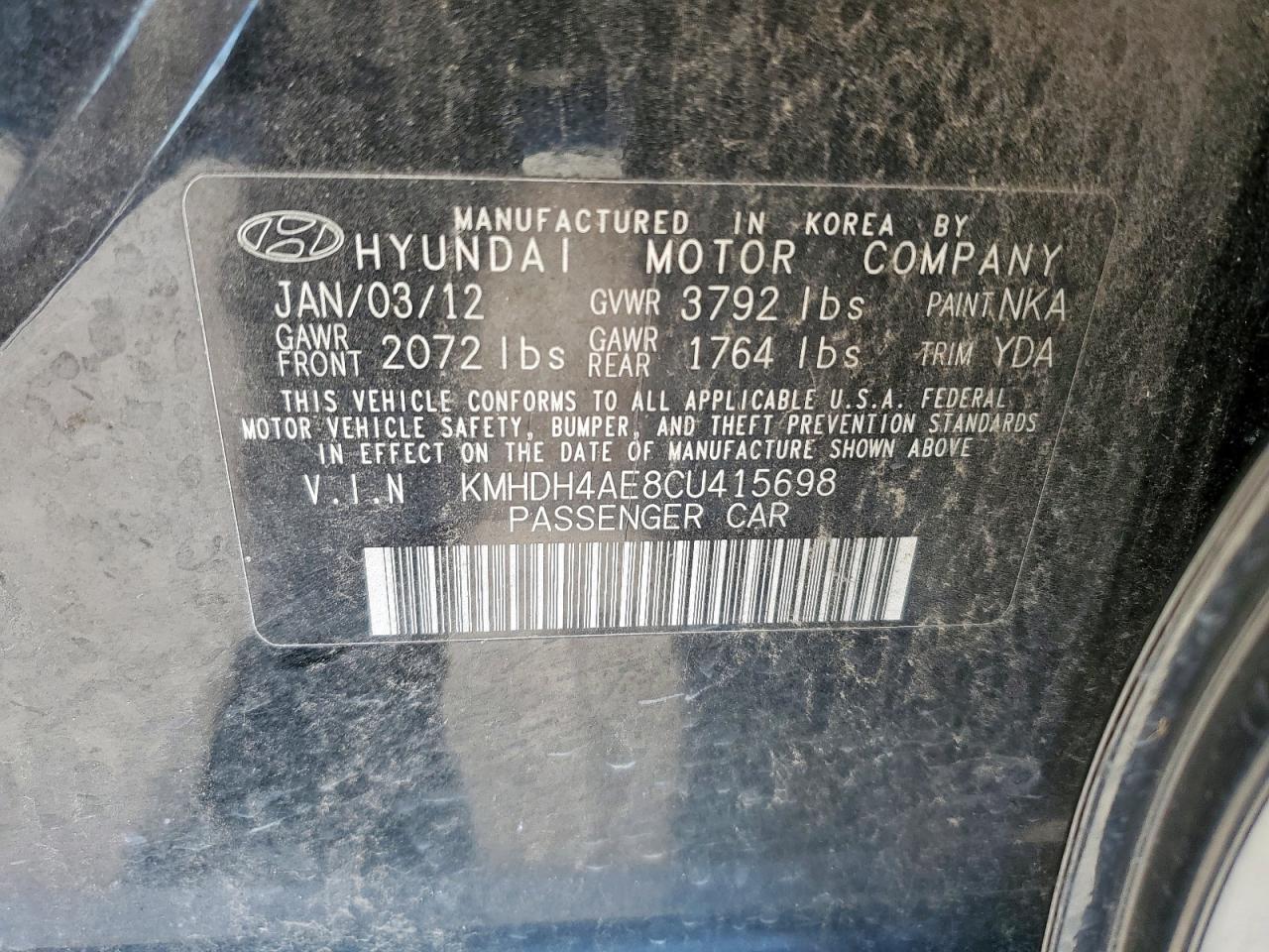 2012 HYUNDAI ELANTRA
