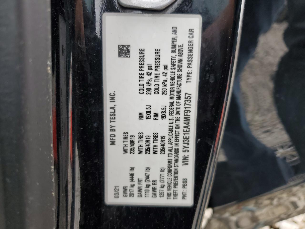 2021 TESLA MODEL 3