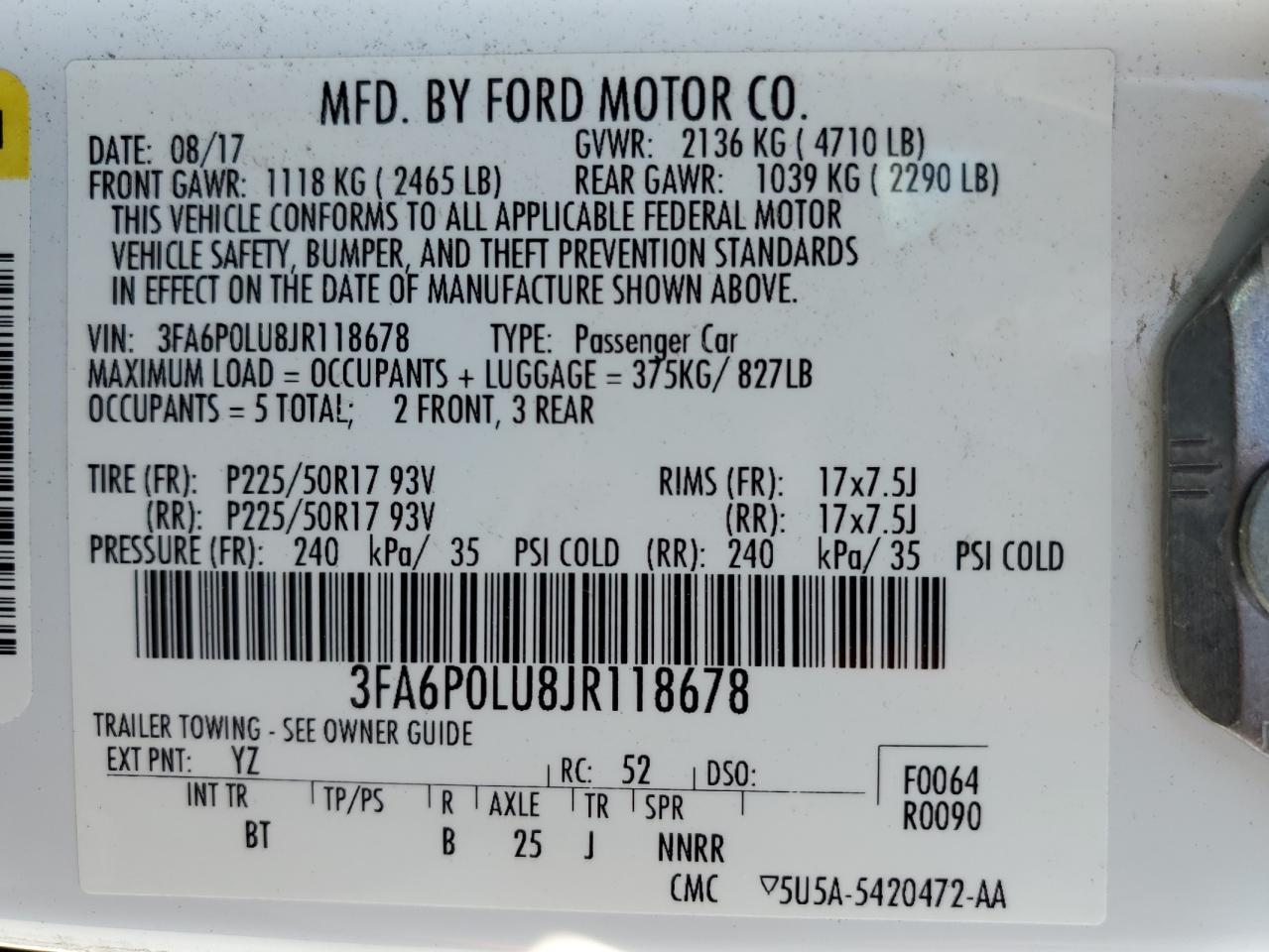 2018 FORD FUSION