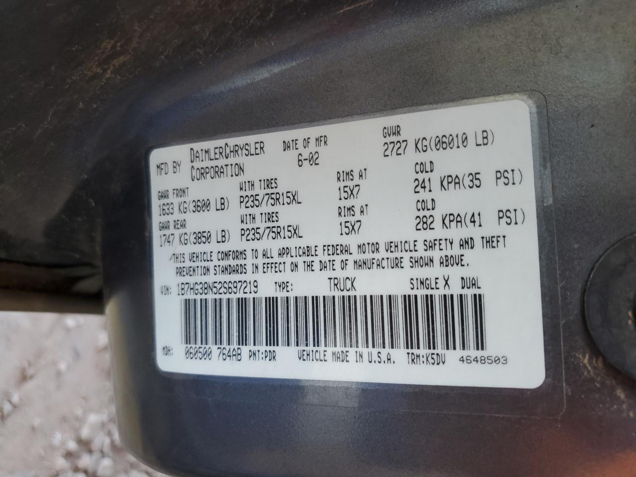 2002 DODGE Dakota