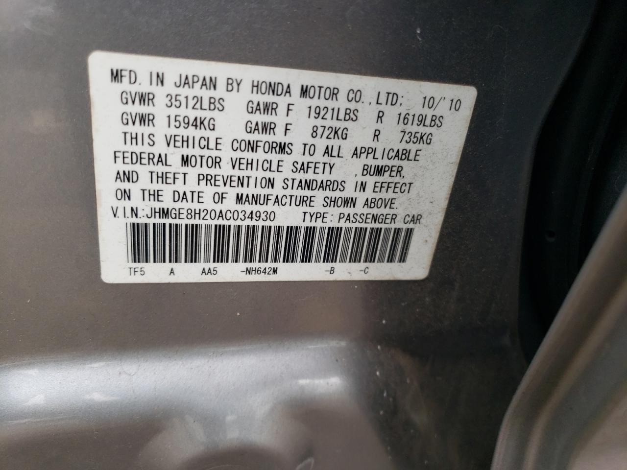 2010 HONDA FIT