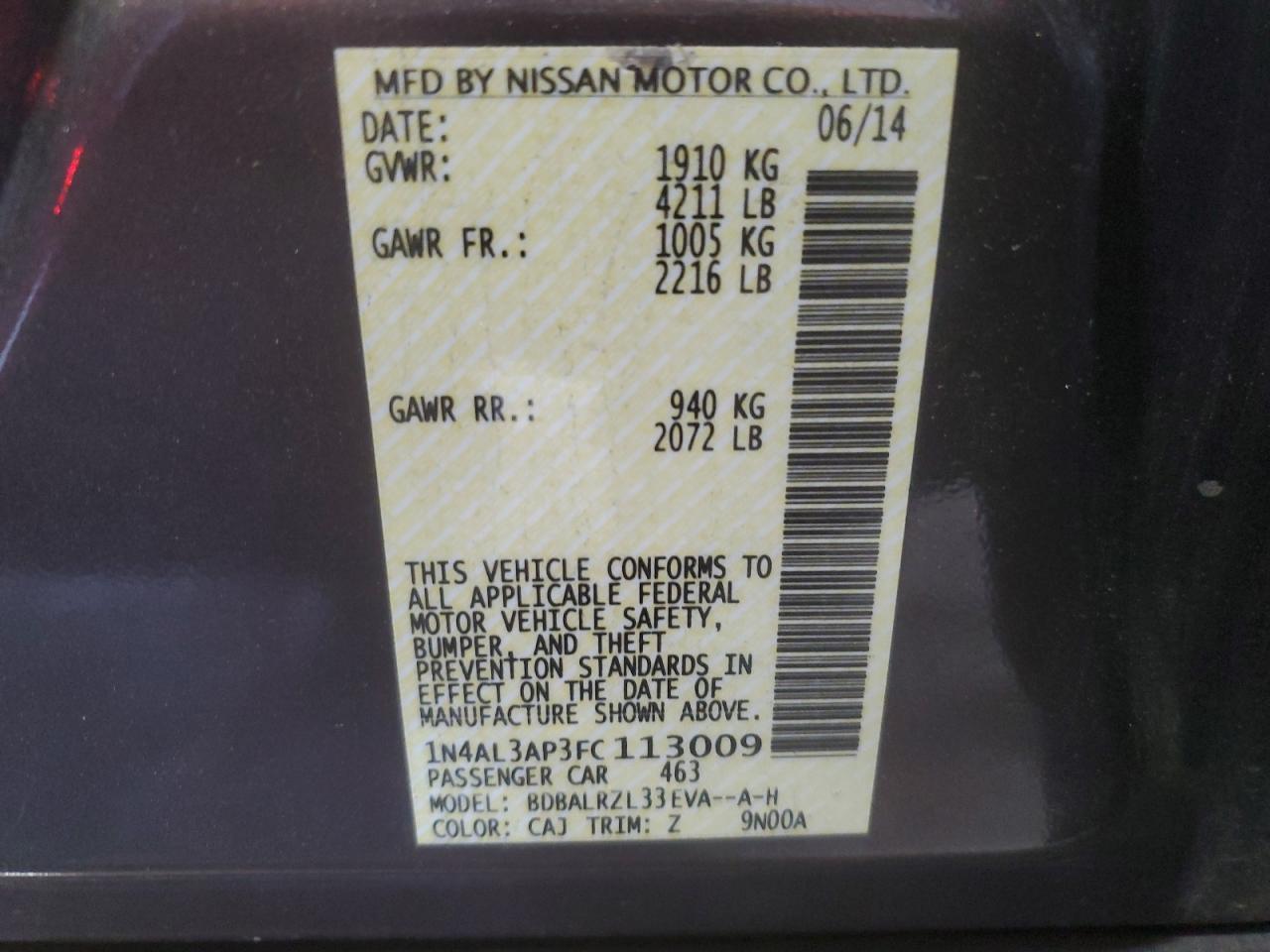 2015 NISSAN ALTIMA