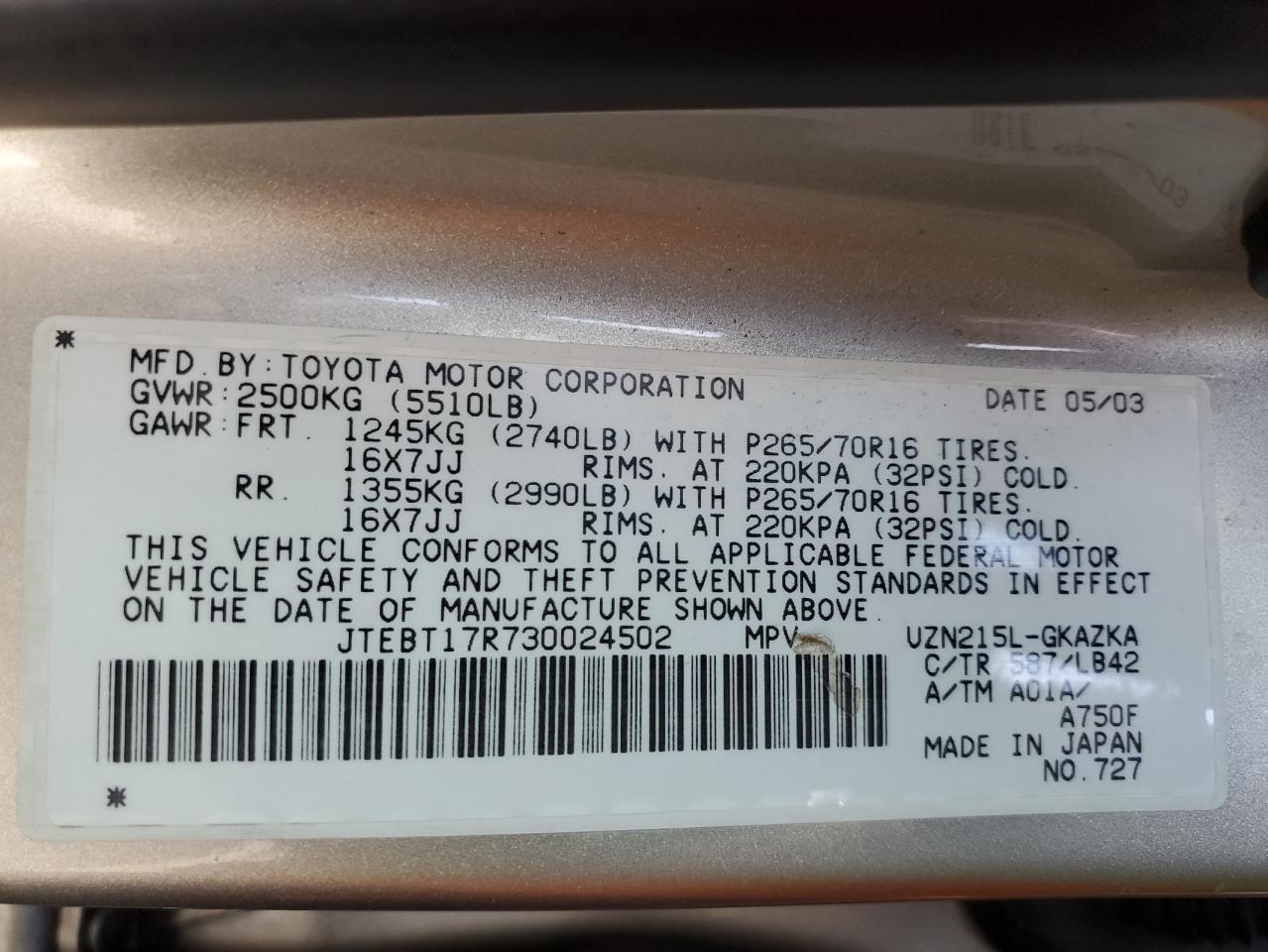 2003 TOYOTA 4Runner