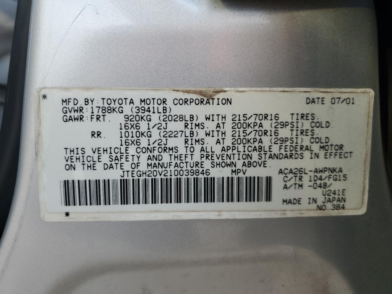 2001 TOYOTA RAV4