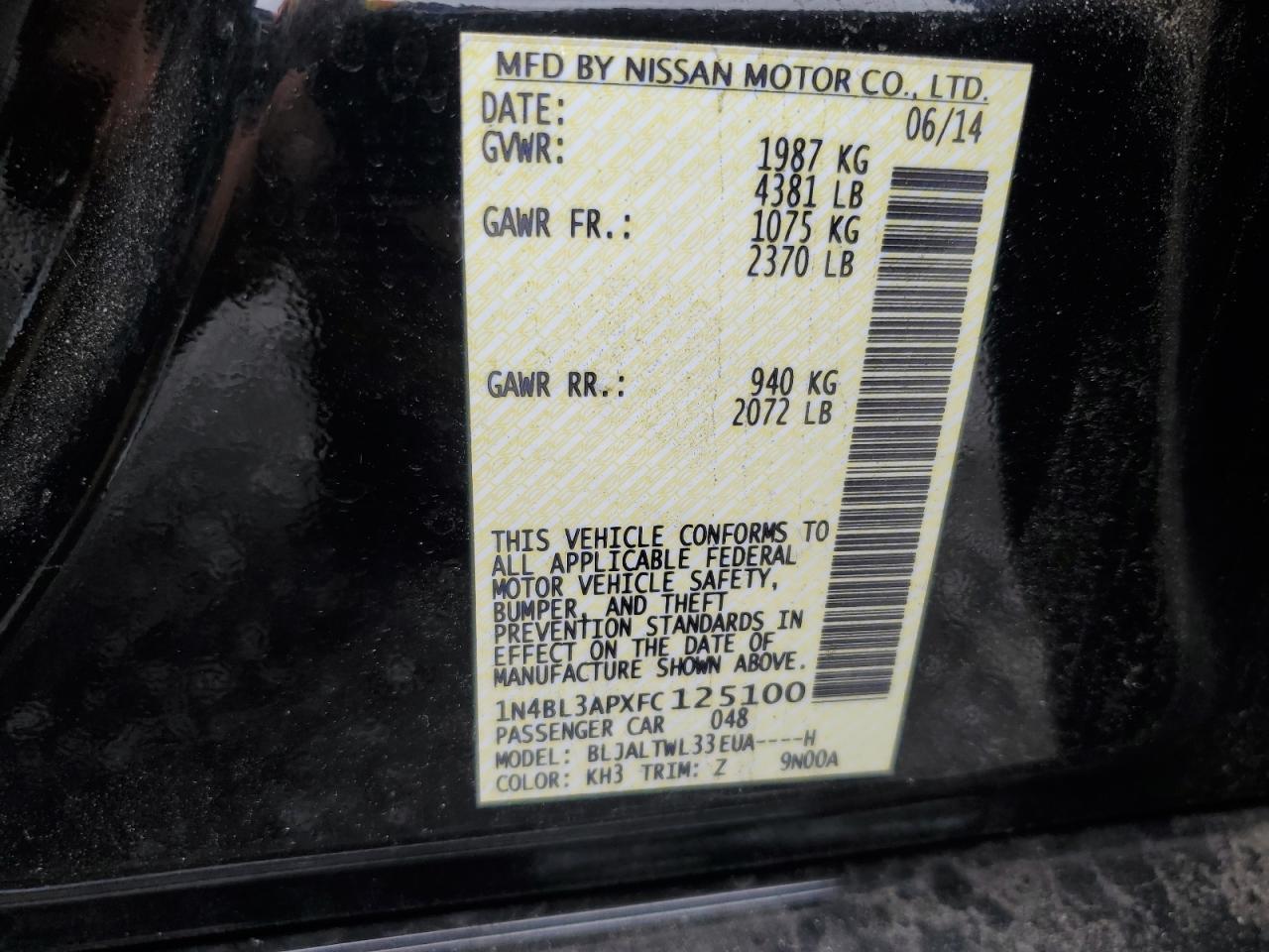 2015 NISSAN ALTIMA