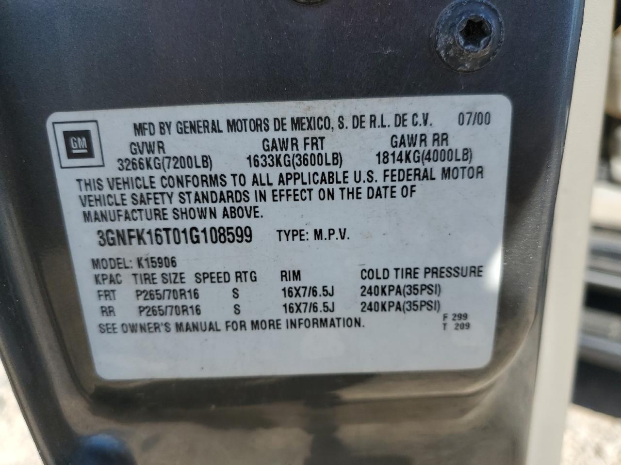 2001 CHEVROLET Suburban