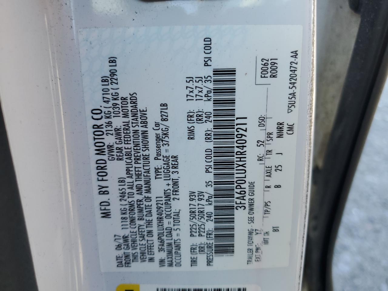 2017 FORD FUSION