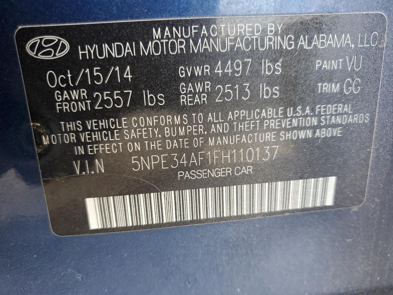 2015 HYUNDAI SONATA