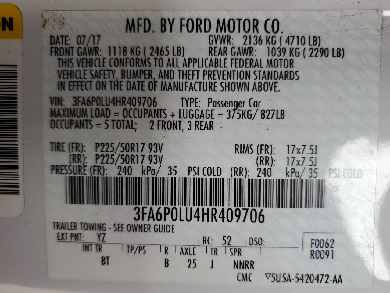 2017 FORD FUSION
