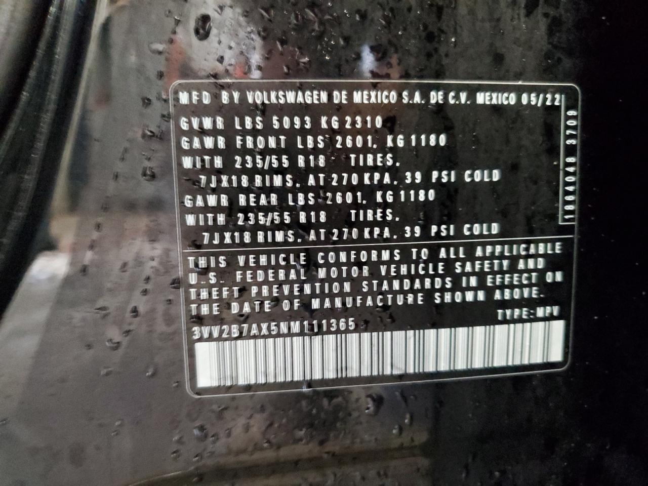 2022 VOLKSWAGEN TIGUAN