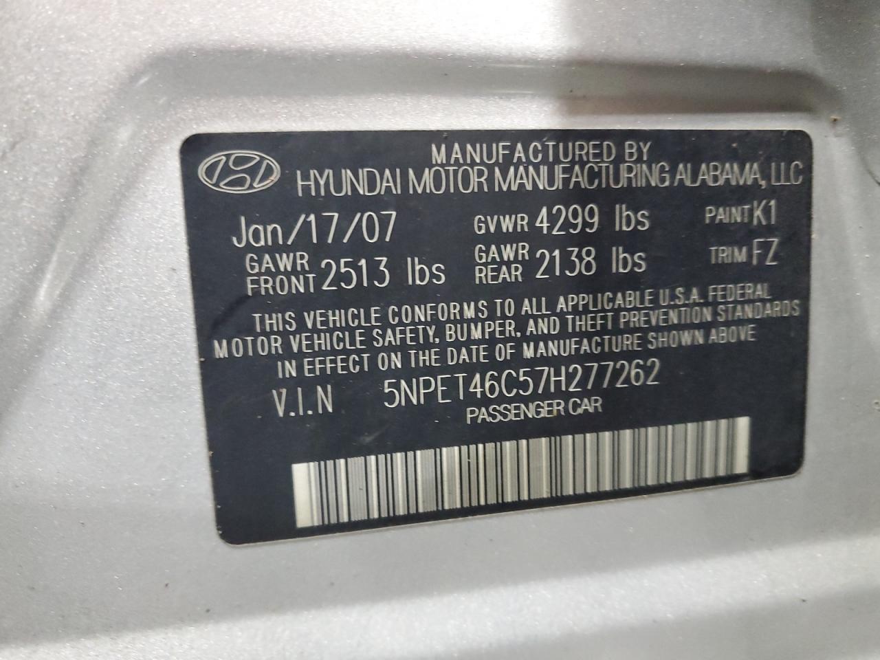 2007 HYUNDAI SONATA