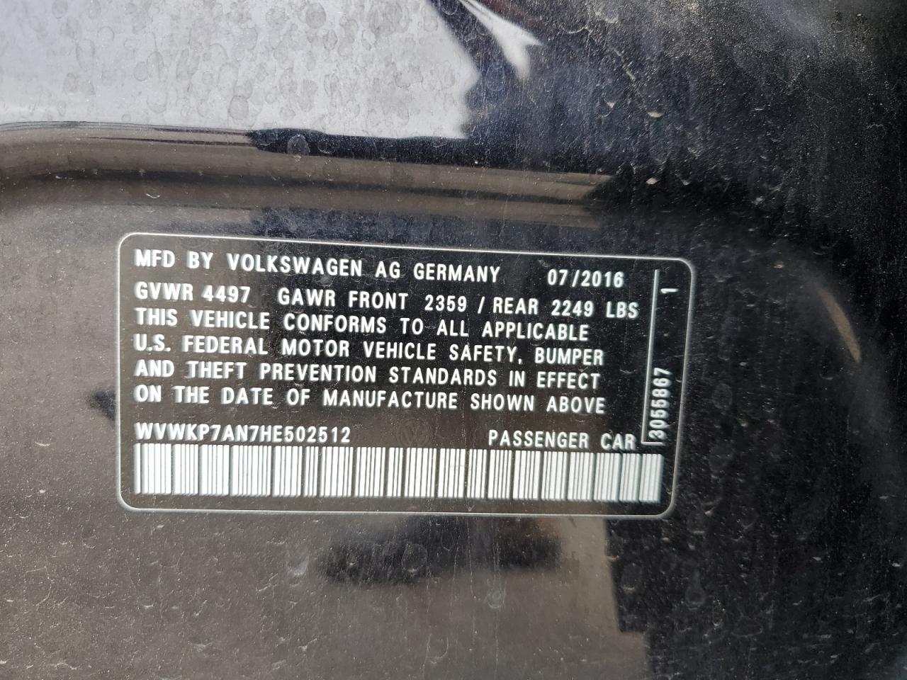 2017 VOLKSWAGEN CC