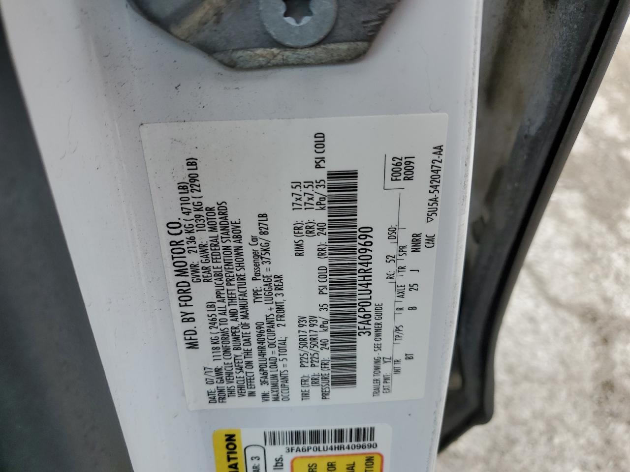2017 FORD FUSION