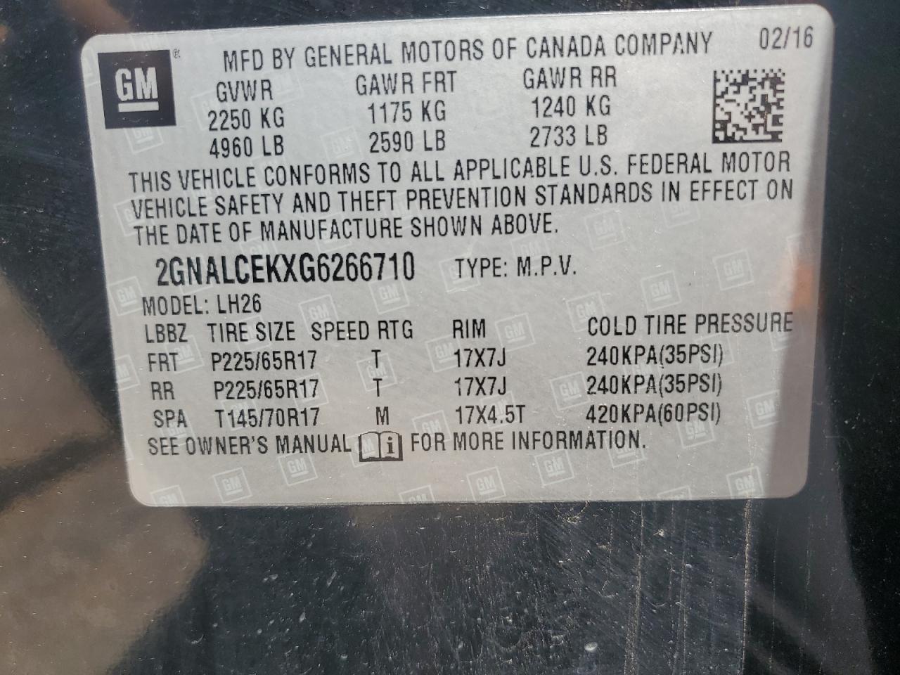 2016 CHEVROLET EQUINOX