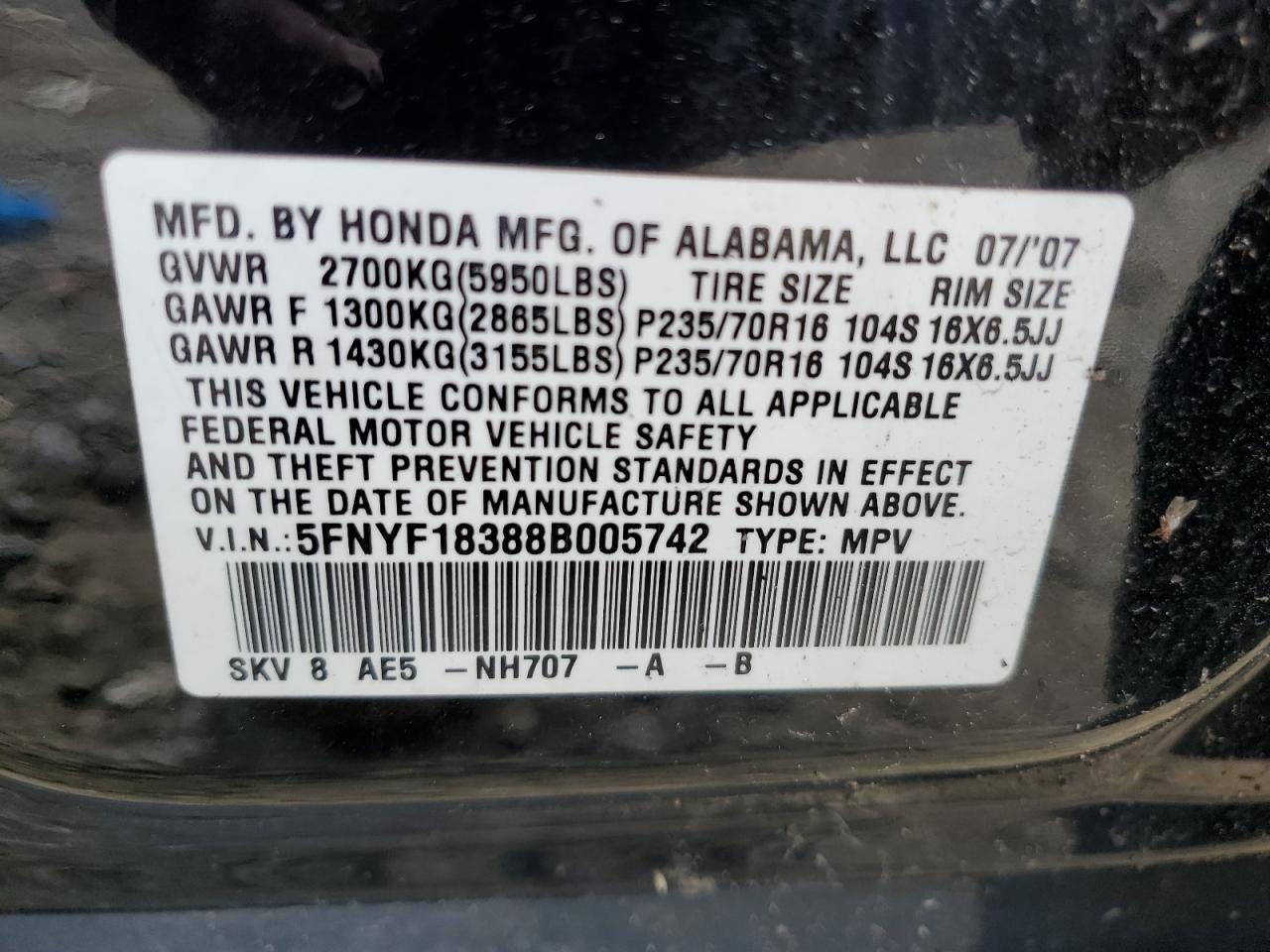2008 HONDA PILOT