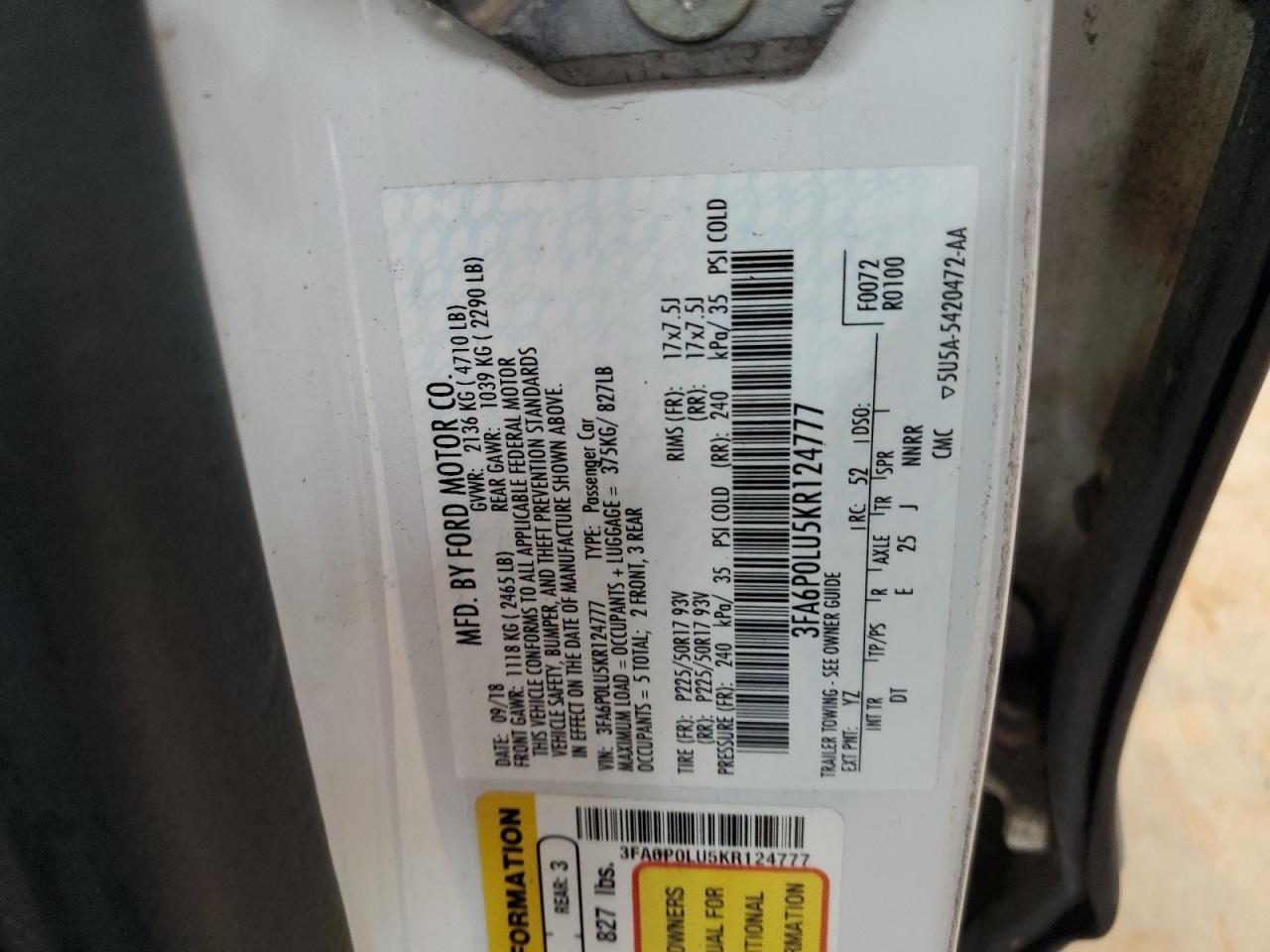 2019 FORD FUSION