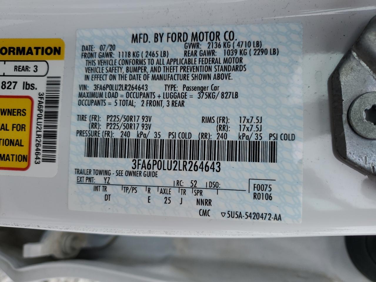 2020 FORD FUSION
