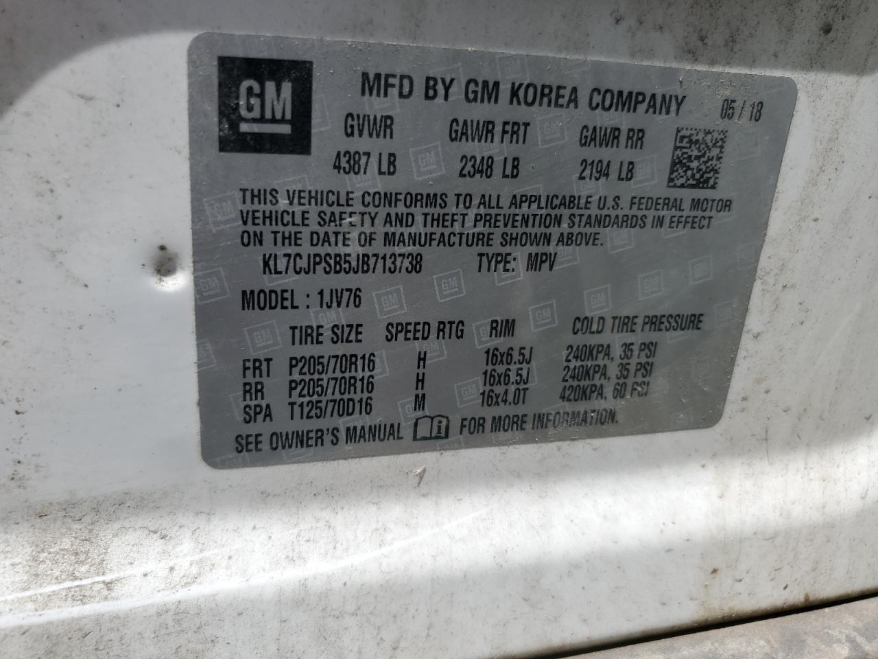 2018 CHEVROLET TRAX