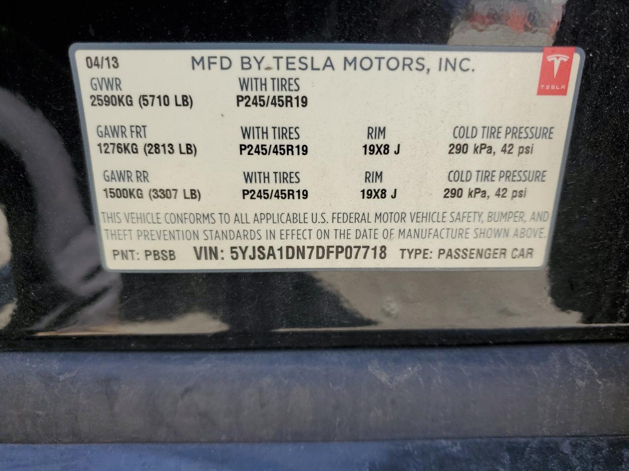 2013 TESLA MODEL S