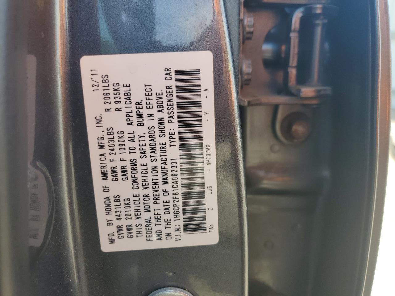 2012 HONDA ACCORD