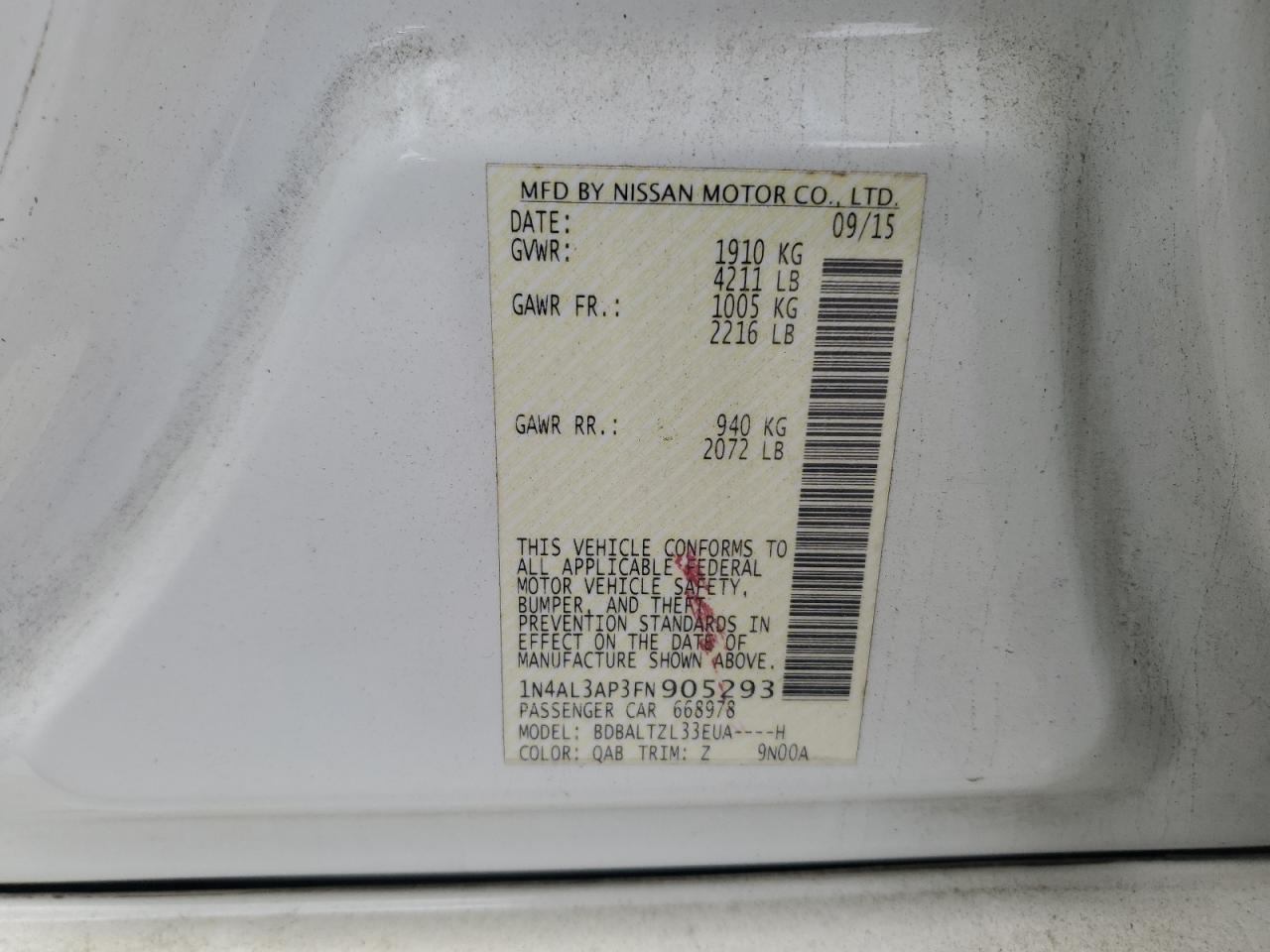 2015 NISSAN ALTIMA