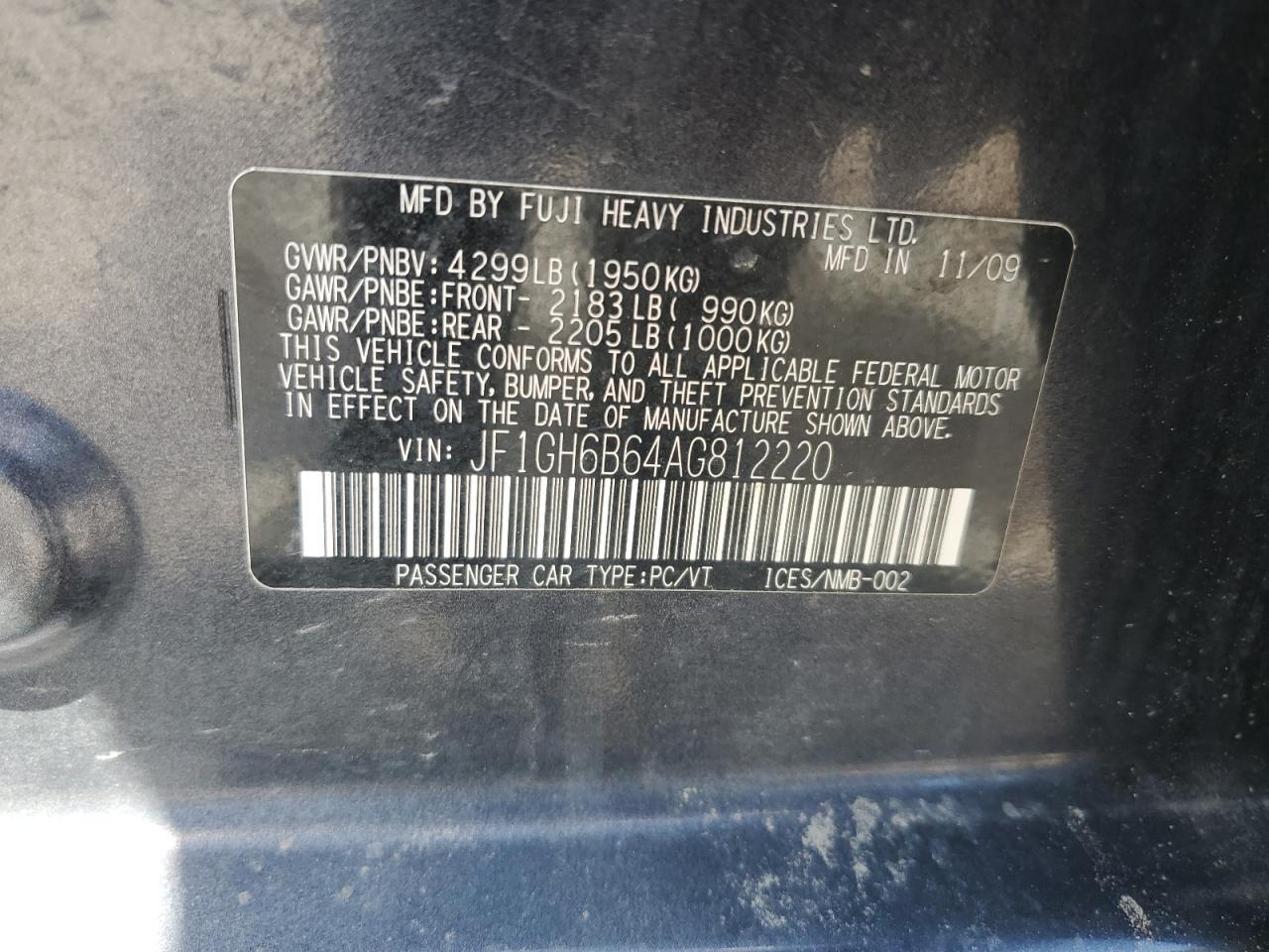 2010 SUBARU IMPREZA