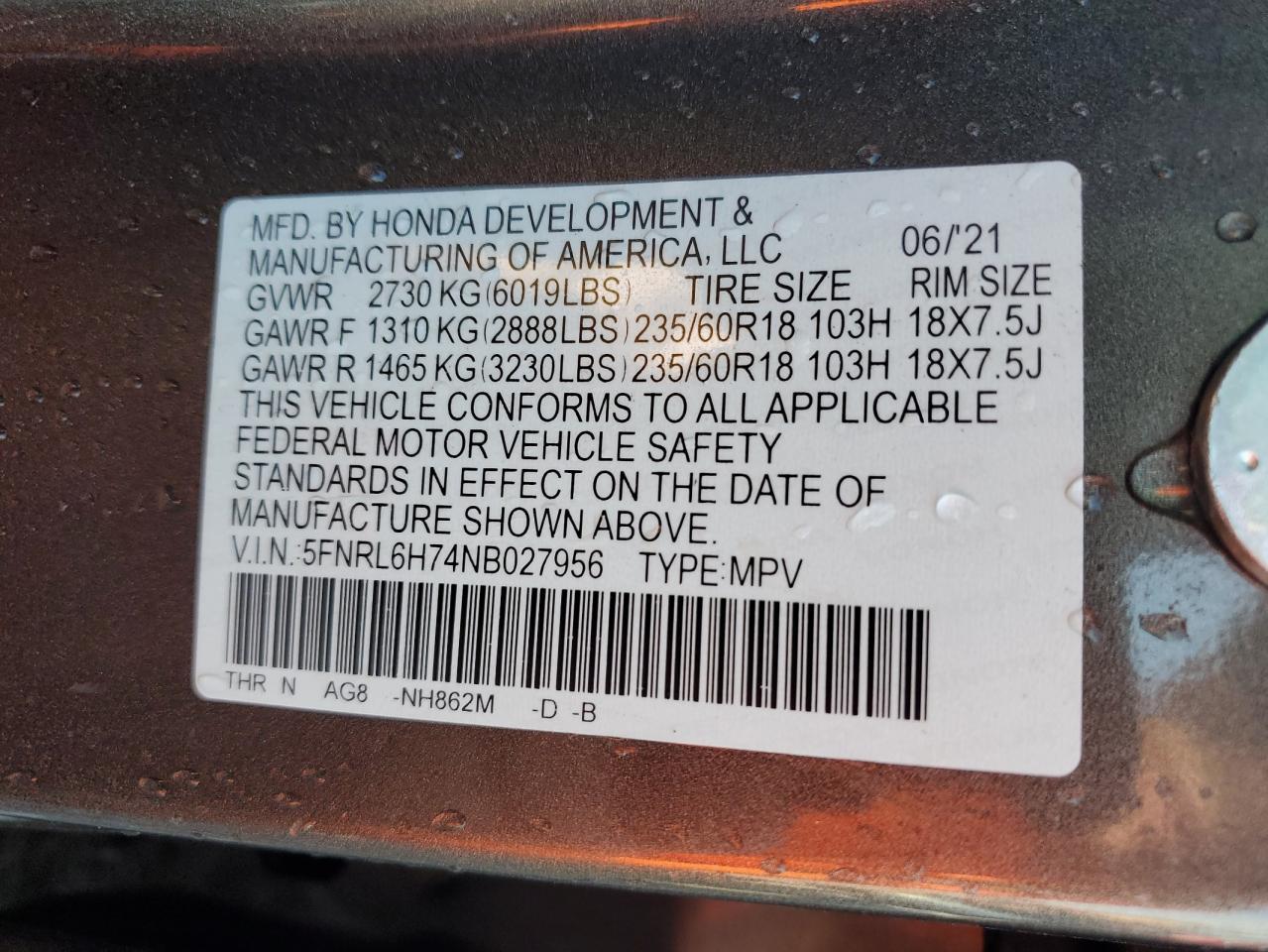 2022 HONDA ODYSSEY